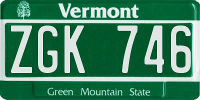 VT license plate ZGK746