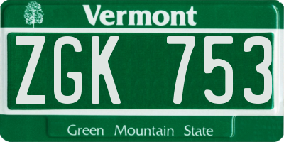 VT license plate ZGK753
