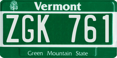 VT license plate ZGK761