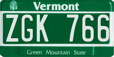 VT license plate ZGK766