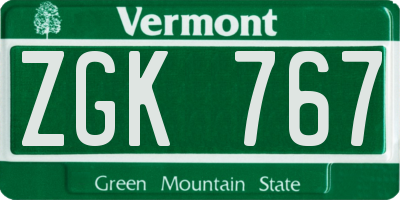VT license plate ZGK767