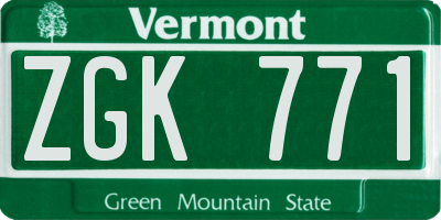 VT license plate ZGK771
