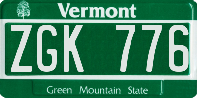 VT license plate ZGK776