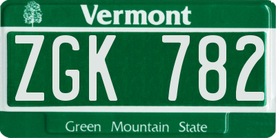 VT license plate ZGK782