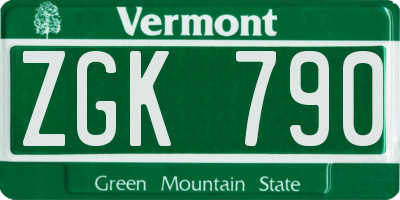 VT license plate ZGK790