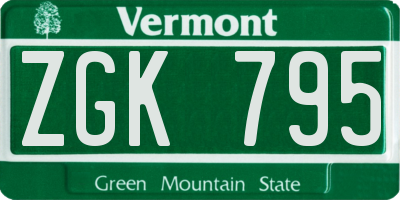 VT license plate ZGK795