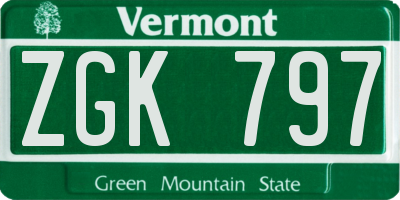 VT license plate ZGK797