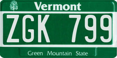 VT license plate ZGK799