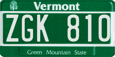 VT license plate ZGK810