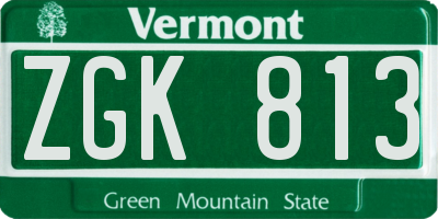 VT license plate ZGK813
