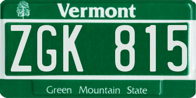 VT license plate ZGK815