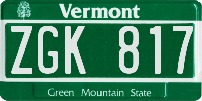 VT license plate ZGK817