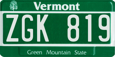 VT license plate ZGK819