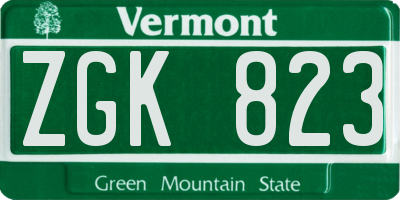 VT license plate ZGK823