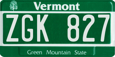 VT license plate ZGK827