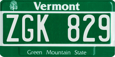 VT license plate ZGK829