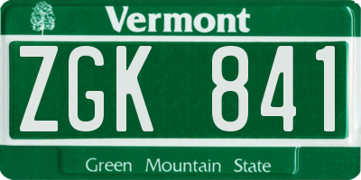 VT license plate ZGK841