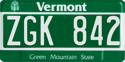 VT license plate ZGK842