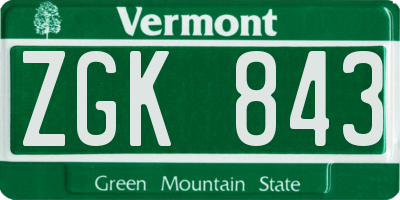 VT license plate ZGK843