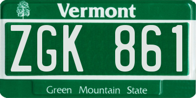 VT license plate ZGK861