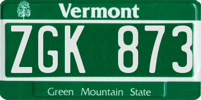 VT license plate ZGK873
