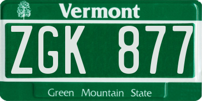 VT license plate ZGK877