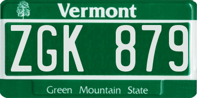 VT license plate ZGK879