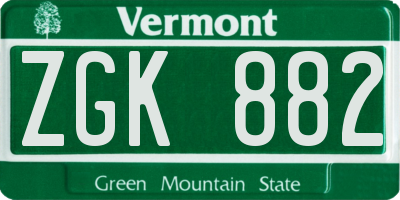 VT license plate ZGK882