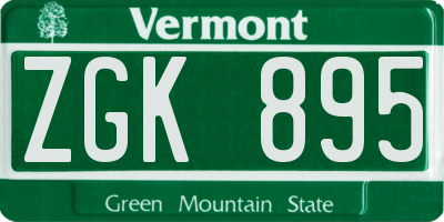 VT license plate ZGK895