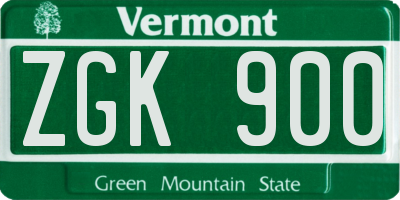 VT license plate ZGK900