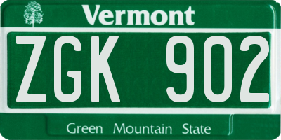 VT license plate ZGK902