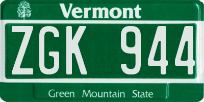 VT license plate ZGK944