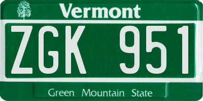 VT license plate ZGK951