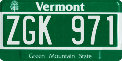 VT license plate ZGK971