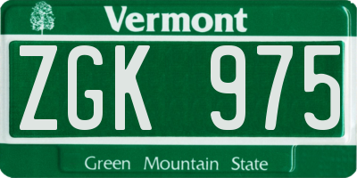 VT license plate ZGK975