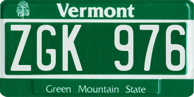 VT license plate ZGK976