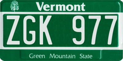 VT license plate ZGK977