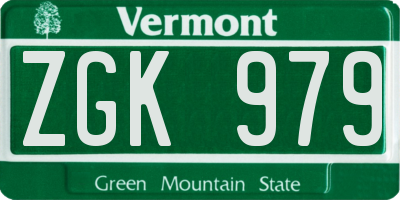 VT license plate ZGK979