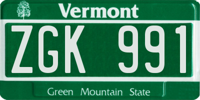 VT license plate ZGK991