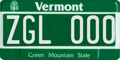 VT license plate ZGL000