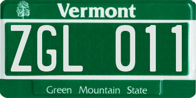 VT license plate ZGL011
