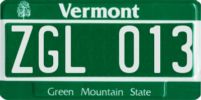 VT license plate ZGL013