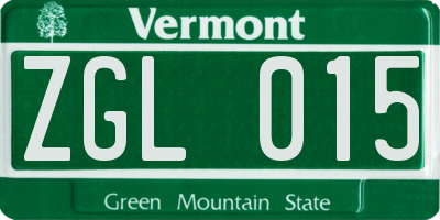 VT license plate ZGL015