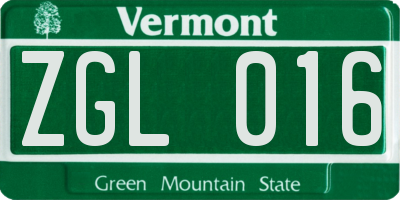 VT license plate ZGL016