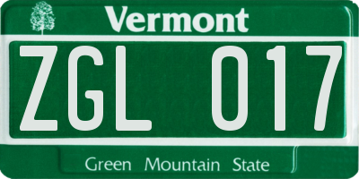 VT license plate ZGL017