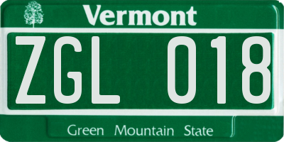 VT license plate ZGL018