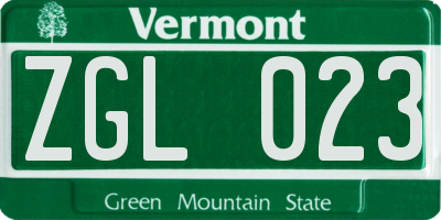 VT license plate ZGL023