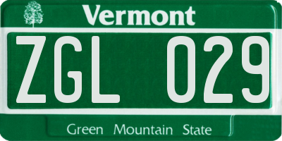 VT license plate ZGL029