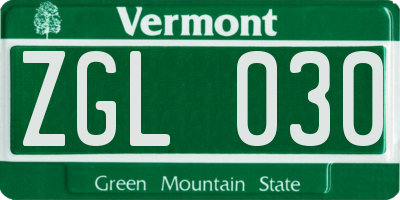 VT license plate ZGL030
