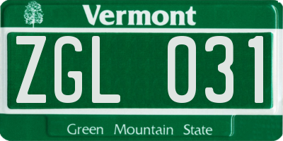 VT license plate ZGL031